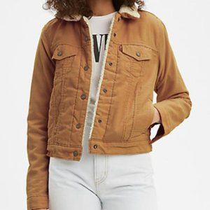 LEVI'S TAN CANVAS SHERPA TRUCKER JACKET